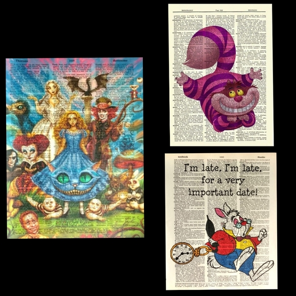 Other | Alice In Wonderland Dictionary Book Page Art Decor | Poshmark